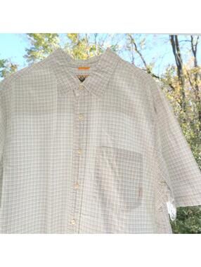 Timberland Stratham Issue Shirt Short Sleeve Beige Plaid XL Outdoor Gear